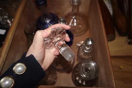 A collection of glass decanters